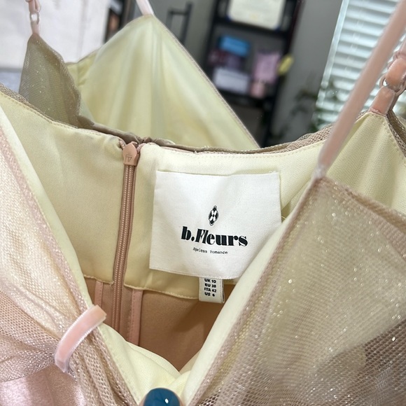 B.Fleurs Hopeless Romantic Tulle Bow Soft Peach Satin Maxi - Picture 7 of 7